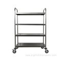 Stainless Steel Round Tube Four Tiers Food Cart